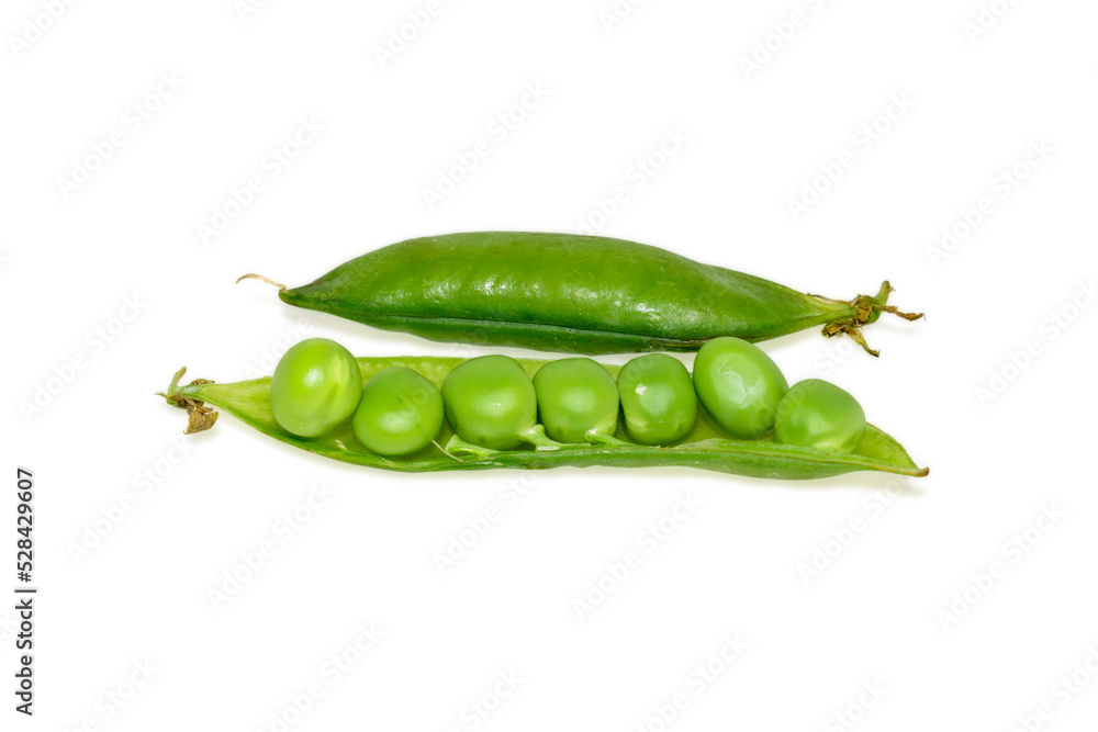 Sweet fresh green peas isolated on white background Sweet fresh green peas isolated on white background