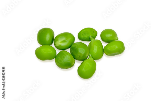 Sweet fresh green peas isolated on white background
