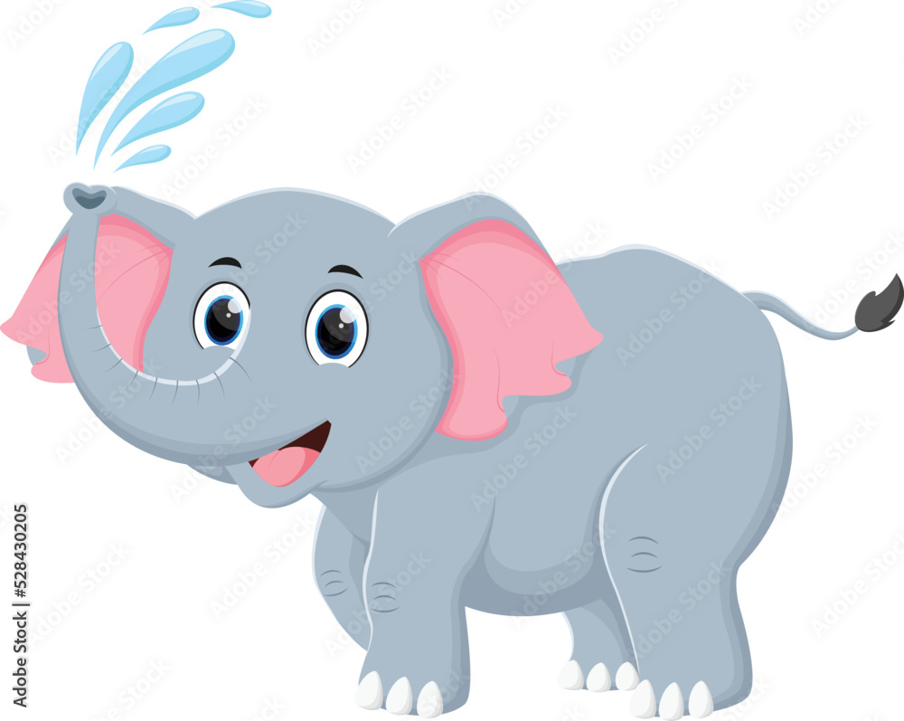 Naklejka premium Happy Elephant cartoon isolated on white background
