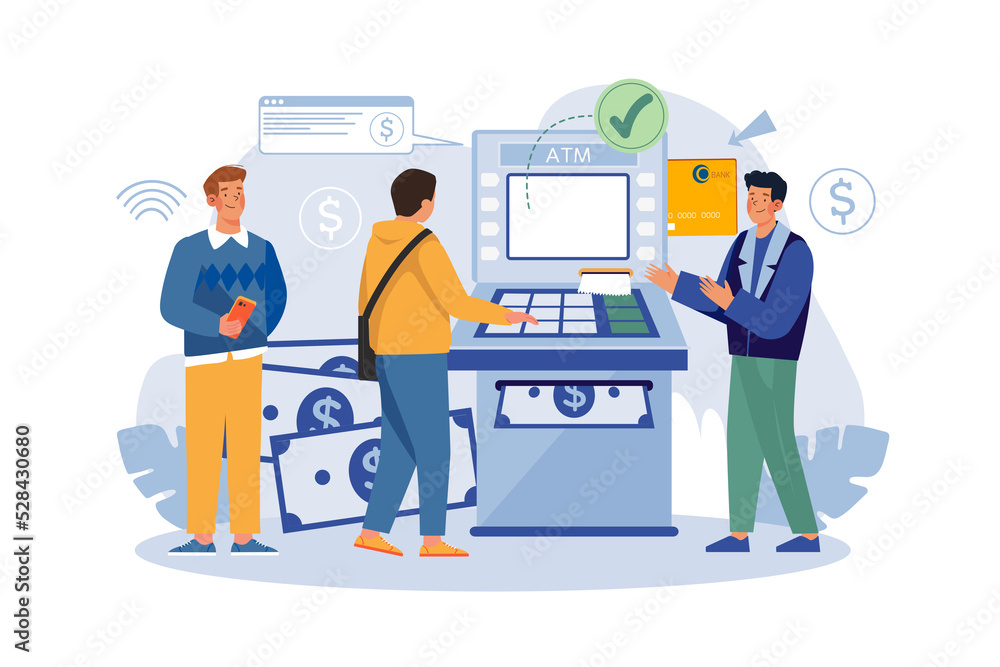 Consultant near Automated Teller Machine for Customers
