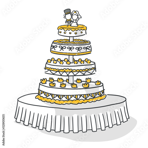 Strichfiguren / Strichmännchen: Hochzeitstorte. (Nr. 837)