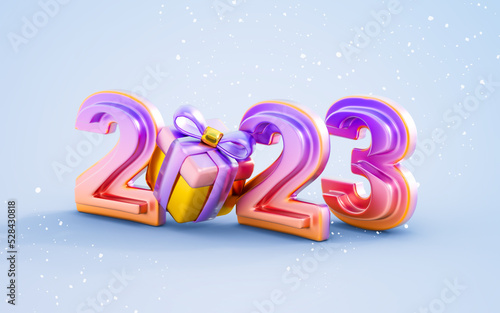 happy new year 2023 banner template design with giftbox 3d render concept for new event coming