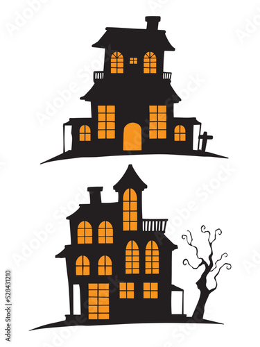 silhouette horror house halloween