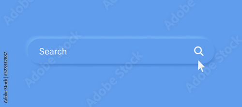 Search bar frame with magnifier icon, search boxes template for web page internet browser in 3d , neumorphism button, neumorphic style, neumorphism frame