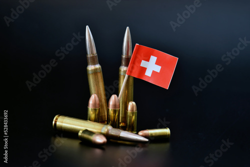 Tableau sur toile bullets with swiss flag