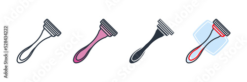 shaving razor icon logo vector illustration. Shaving Razor Blade symbol template for graphic and web design collection