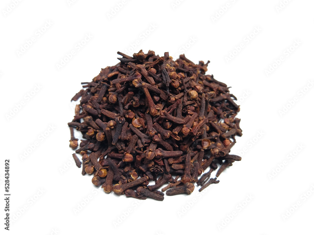 Cloves isolated on white background, selective focus Cloves isolated on white background, selective focus