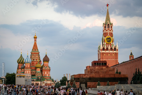 People walk on Red Square in Moscow
