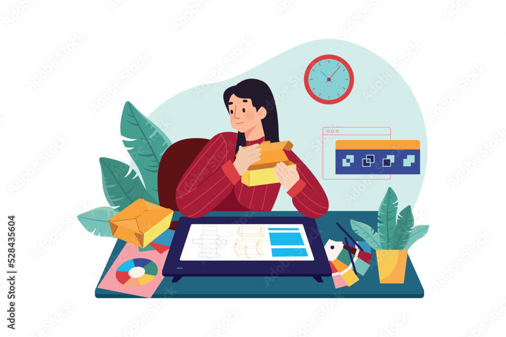 Packing Designer Illustration concept on white background Packing Designer Illustration concept on white background