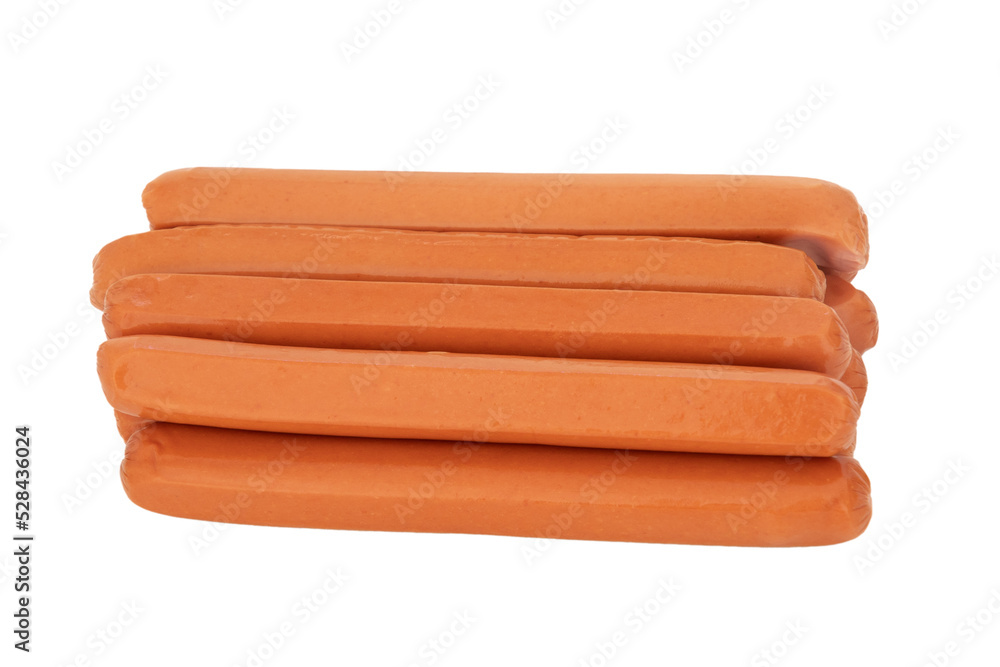 tas de saucisses cuites isolées sur fond blanc tas de saucisses cuites isolées sur fond blanc