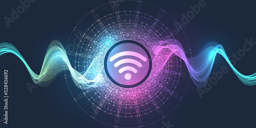 Wi-Fi wireless connection concept. Wireless Wi-Fi icon sign for remote internet access. Wi-Fi wireless network signal technology internet concept. High Internet speed. Vector illustration.