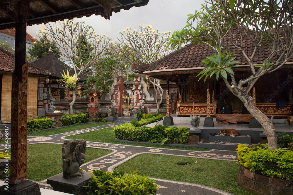 Traditional Balinese temple gardens in Ubud, Bali