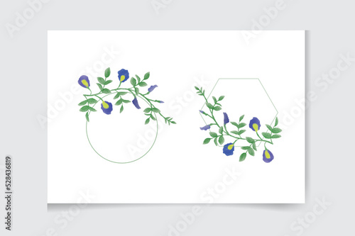 
Colorful butterfly pea flower watercolor painting frame set
