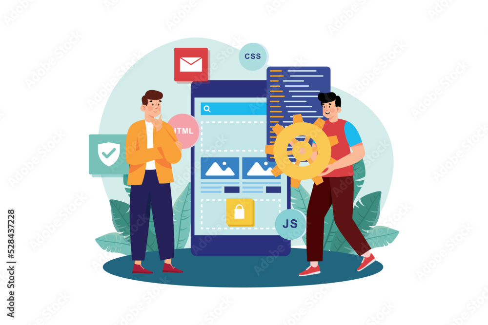 Mobile Designer Illustration concept on white background Mobile Designer Illustration concept on white background