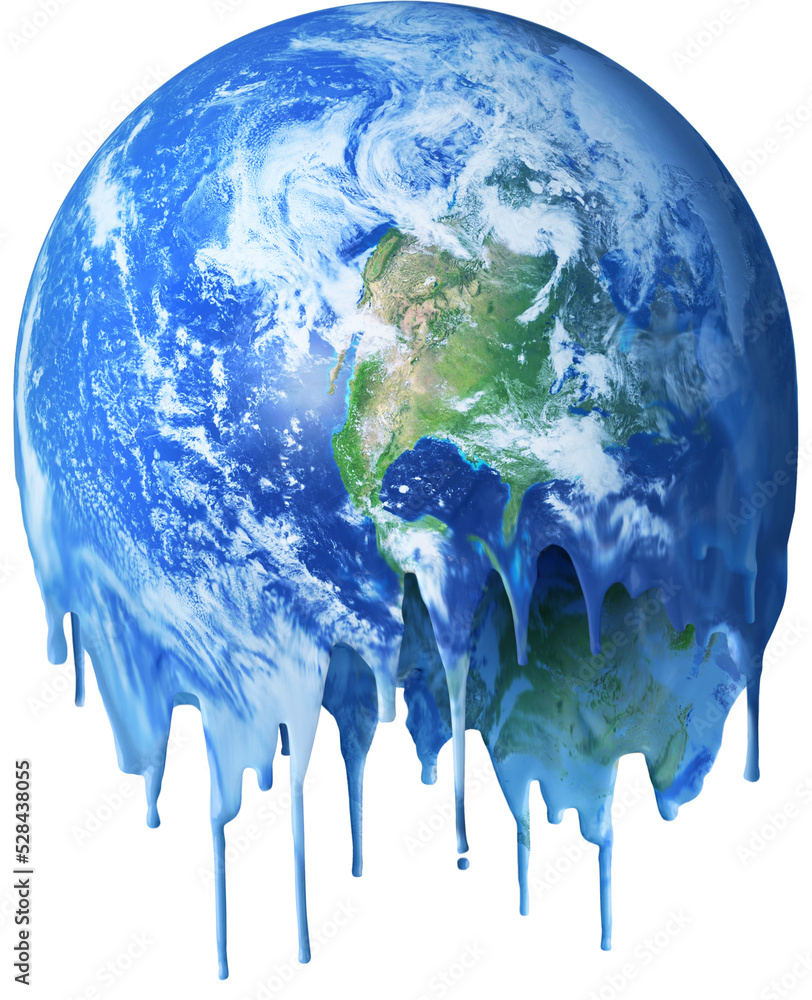 Melting dripping planet Earth climate warming concept - obrazy, fototapety, plakaty 