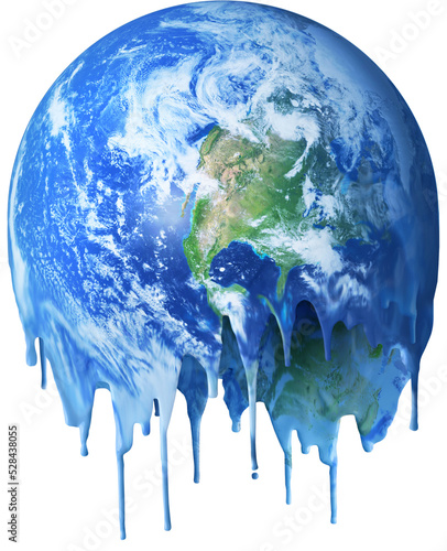 Fotografie Melting dripping planet Earth climate warming concept