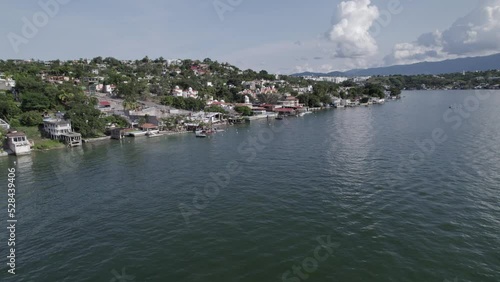 drone view of the viking beach in tequesquitengo lake photo