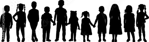 kids set boys and girls black silhouette