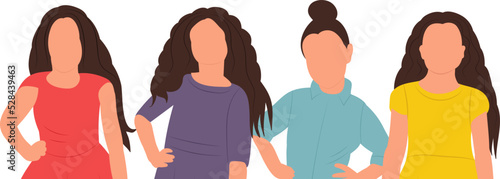 kids portrait in flat style, isolated vector