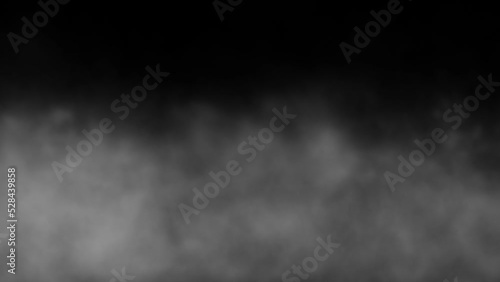 Smoke moving to the left on the ground. Isolated fog. Black background. 59,94 fps
