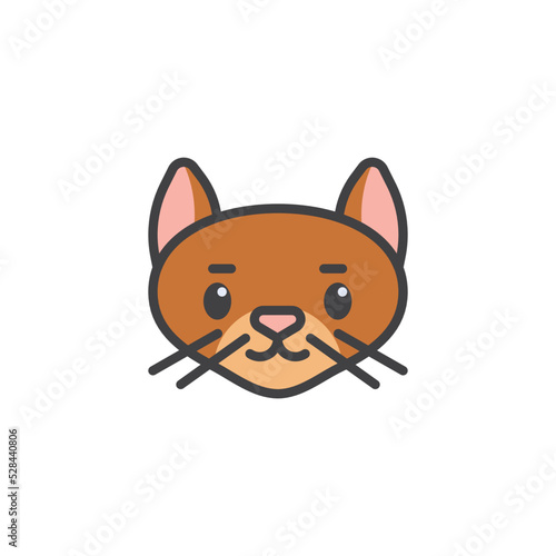 Cartoon cat face filled outline icon