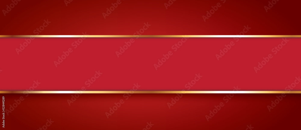long red colored ribbon banner with gold frame on red background long red colored ribbon banner with gold frame on red background