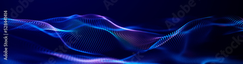 Futuristic point wave. Abstract background with a dynamic wave.Connecting background. Abstract wave. Artificial intelligence. Big data technology 3d rendering