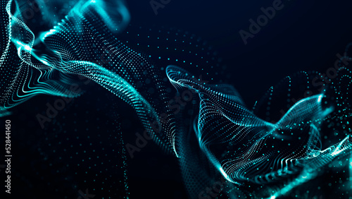 Futuristic point wave. Abstract background with a dynamic wave.Connecting background. Abstract wave. Artificial intelligence. Big data technology 3d rendering