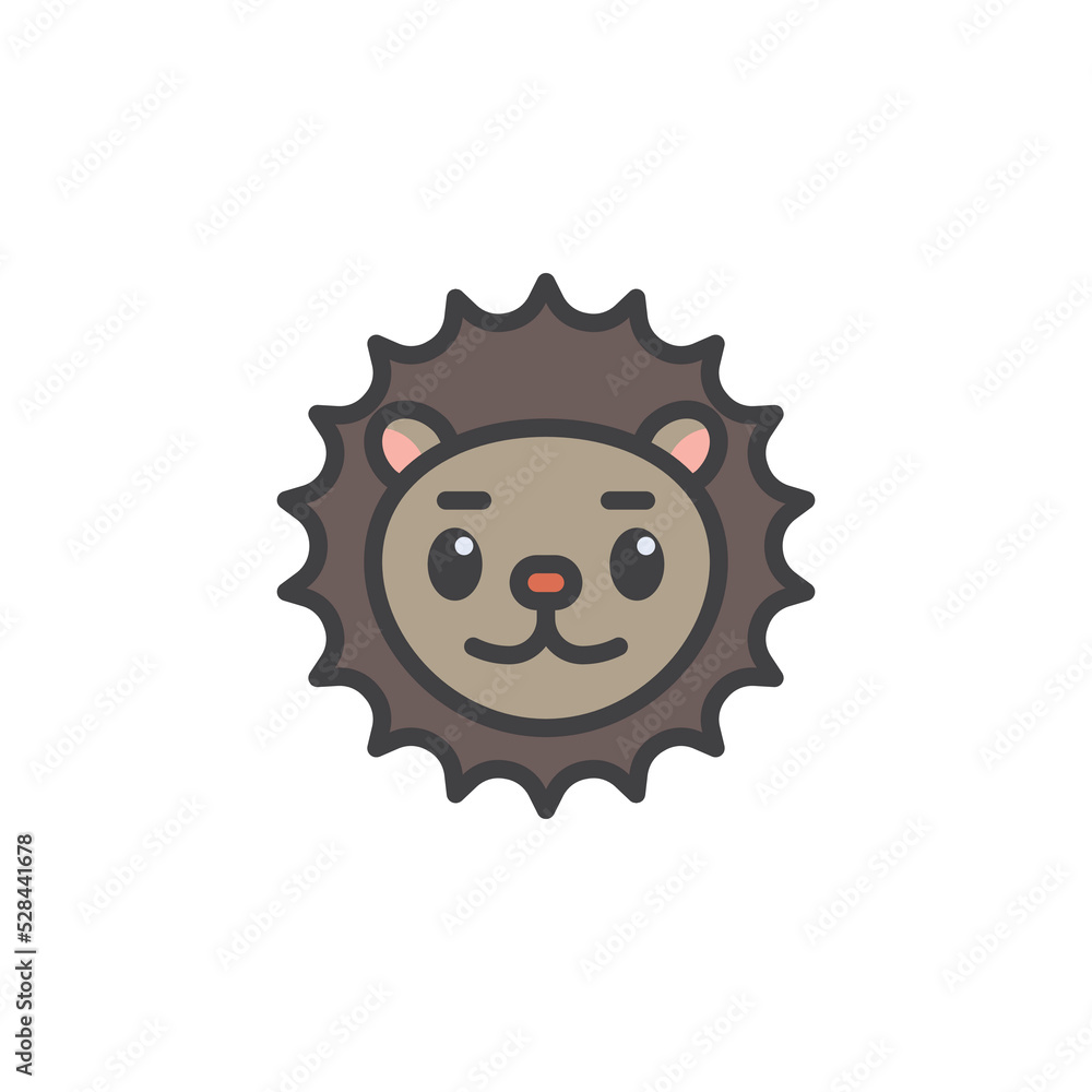 Cartoon hedgehog face filled outline icon Cartoon hedgehog face filled outline icon