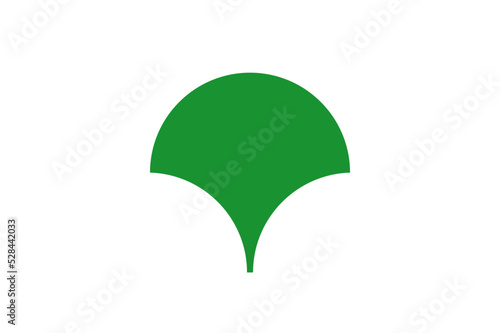 Flag of Tokyo city (Japan) - vector, Tokyo Metropolis, vivid green Metropolitan Symbol on white background, ginkgo leaf