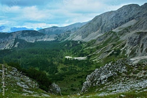 Fototapeta Naklejka Na Ścianę i Meble -  Austrian Alps - view from the footpath of the Schafkögel to the Schrocken mountain near Hinterstoder in Totes Gebirge