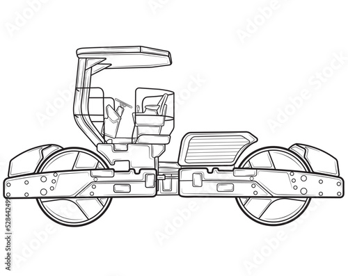 Road roller isolated on white background. Transport for road repair.Vector illustration.