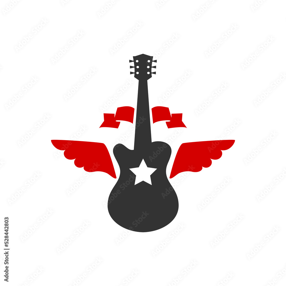 illustration of a guitar with a wings. good for music store or any business related to music. illustration of a guitar with a wings. good for music store or any business related to music.