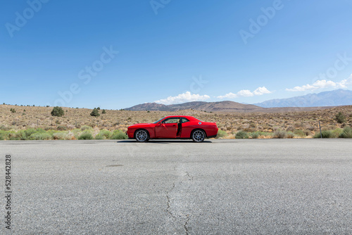 Dodge Challenger muscle car Road Sierra Nevada California