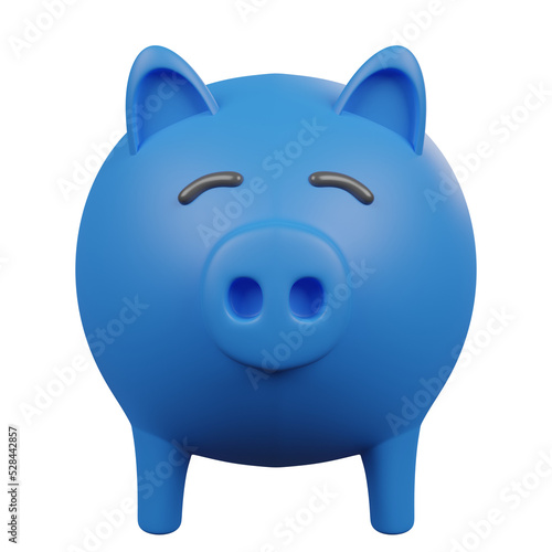 Blue piggy bank model  isolated. 3D rendering