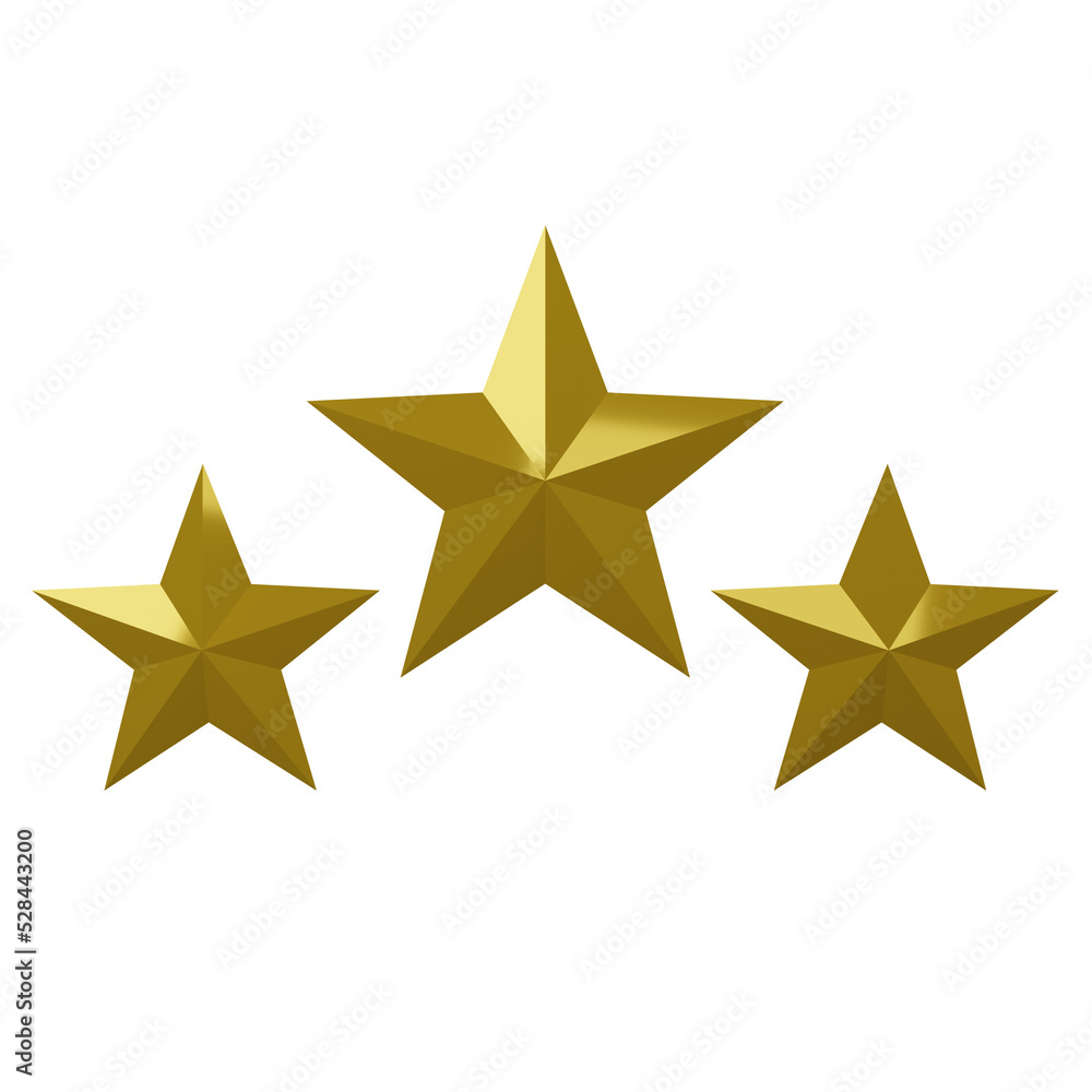Gold three star. 3D rendering Gold three star. 3D rendering