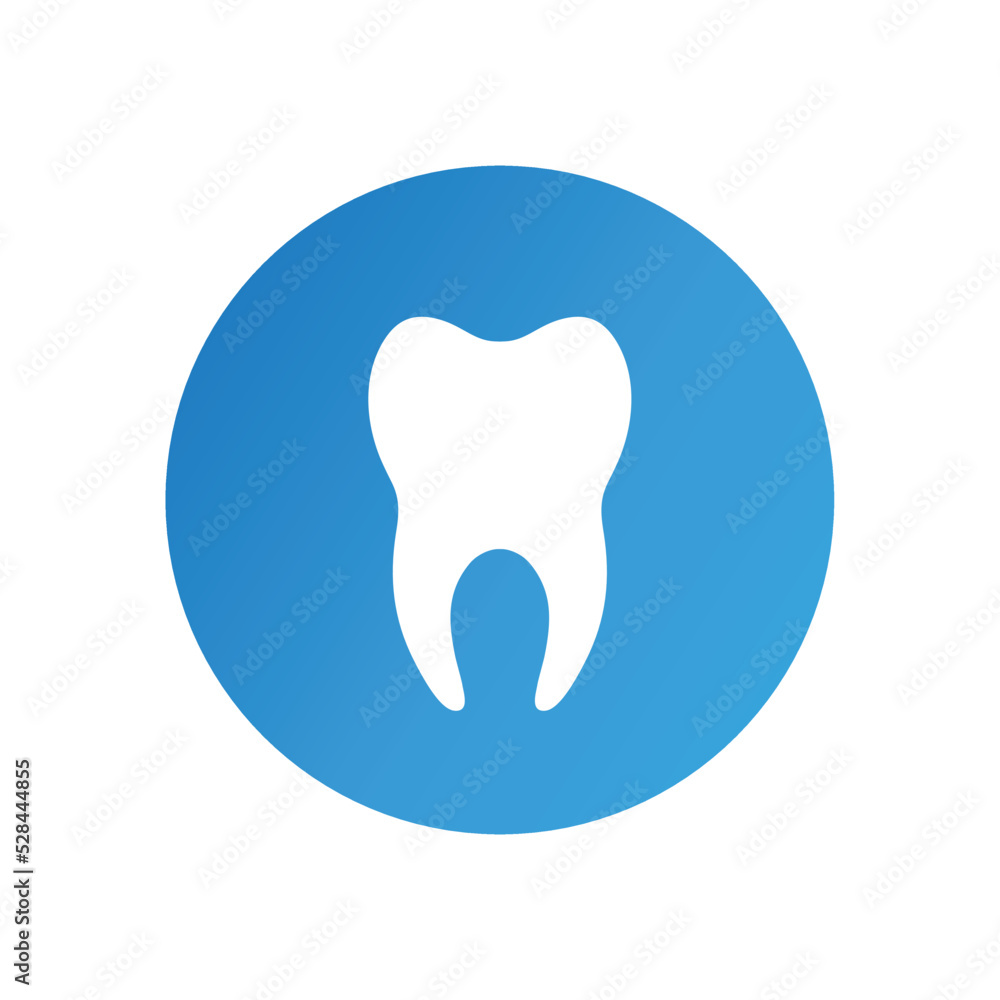 Vector simple flat tooth icon on blue background - dentist clinic sign Vector simple flat tooth icon on blue background - dentist clinic sign