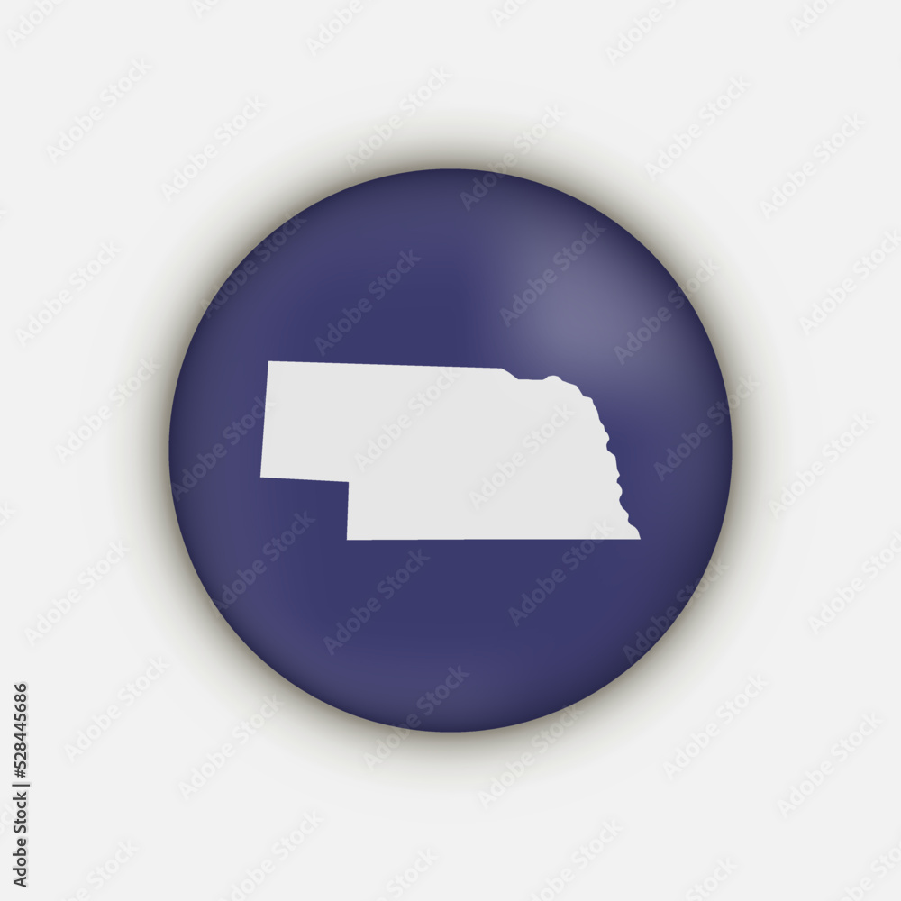 Nebraska state circle map with long shadow Nebraska state circle map with long shadow