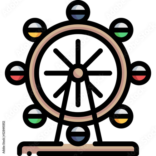 ferris wheel line color icon