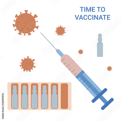 Vaccine vials. Vials and syringe with medicines vector drawing. Hand-drawn medicine ampoules for injection. Fight against viruses. Vaccination, immunization, treatment