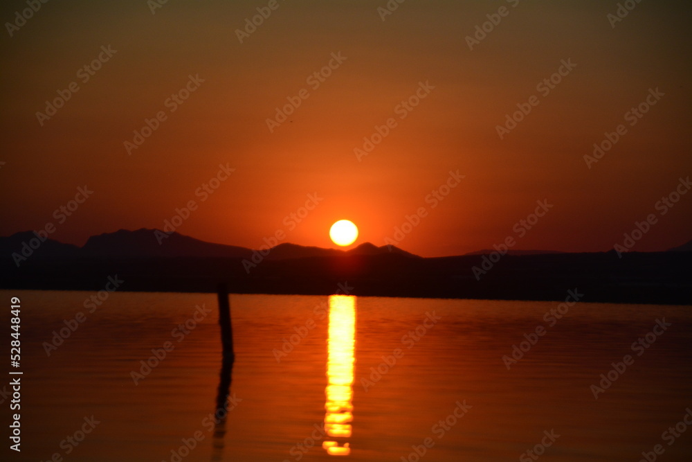 sunset on the red lake