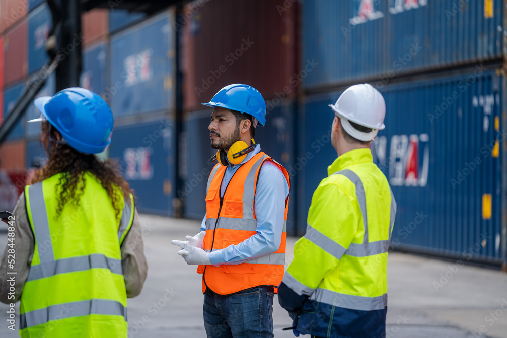 Engineer team inspect and checking stock into container for loading,Container in export and import business and logistics. Engineer team inspect and checking stock into container for loading,Container in export and import business and logistics.