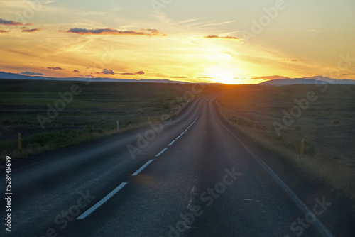 Driving a car, sunset sky © PX Media