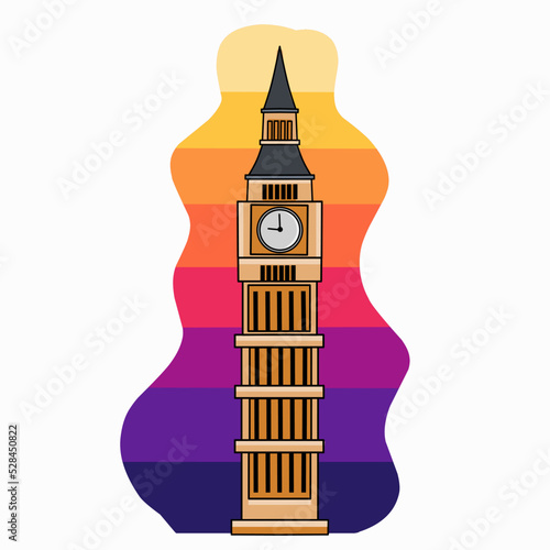 illustration vector of big ben in sunset perfect for print,etc