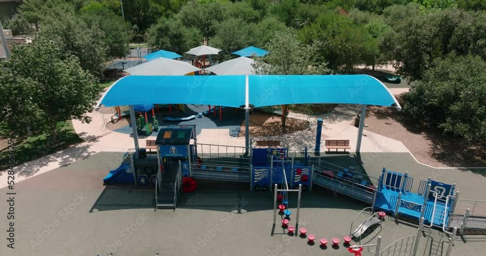 Round Rock Play for all Park children's playground aerial drone rise up play structure 4k Round Rock Play for all Park children's playground aerial drone rise up play structure 4k