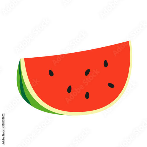 Fresh and juicy piece of watermelon isolated on white background
