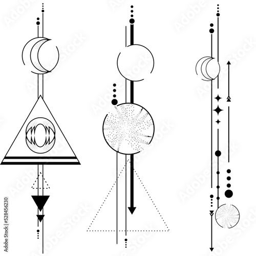 geometric lines tattoo set collection illustration in vector format