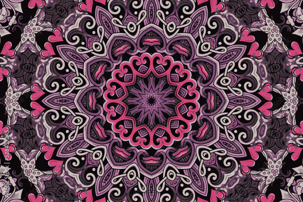Seamless pattern doodle art mandala ethnic design
