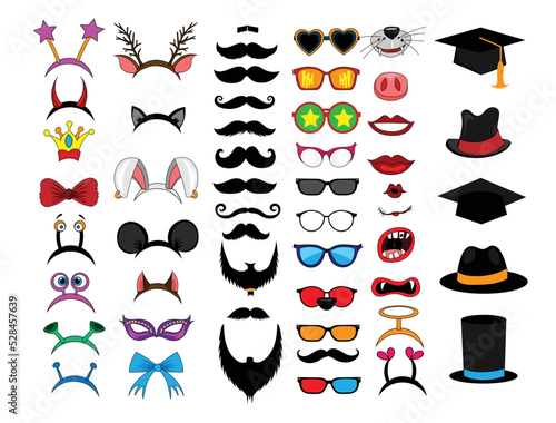Photobooth party elements vector funny