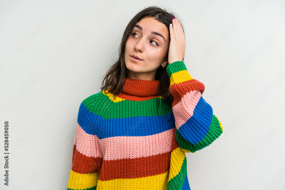 Young caucasian woman isolated on white background being shocked, she has remembered important meeting. Young caucasian woman isolated on white background being shocked, she has remembered important meeting.